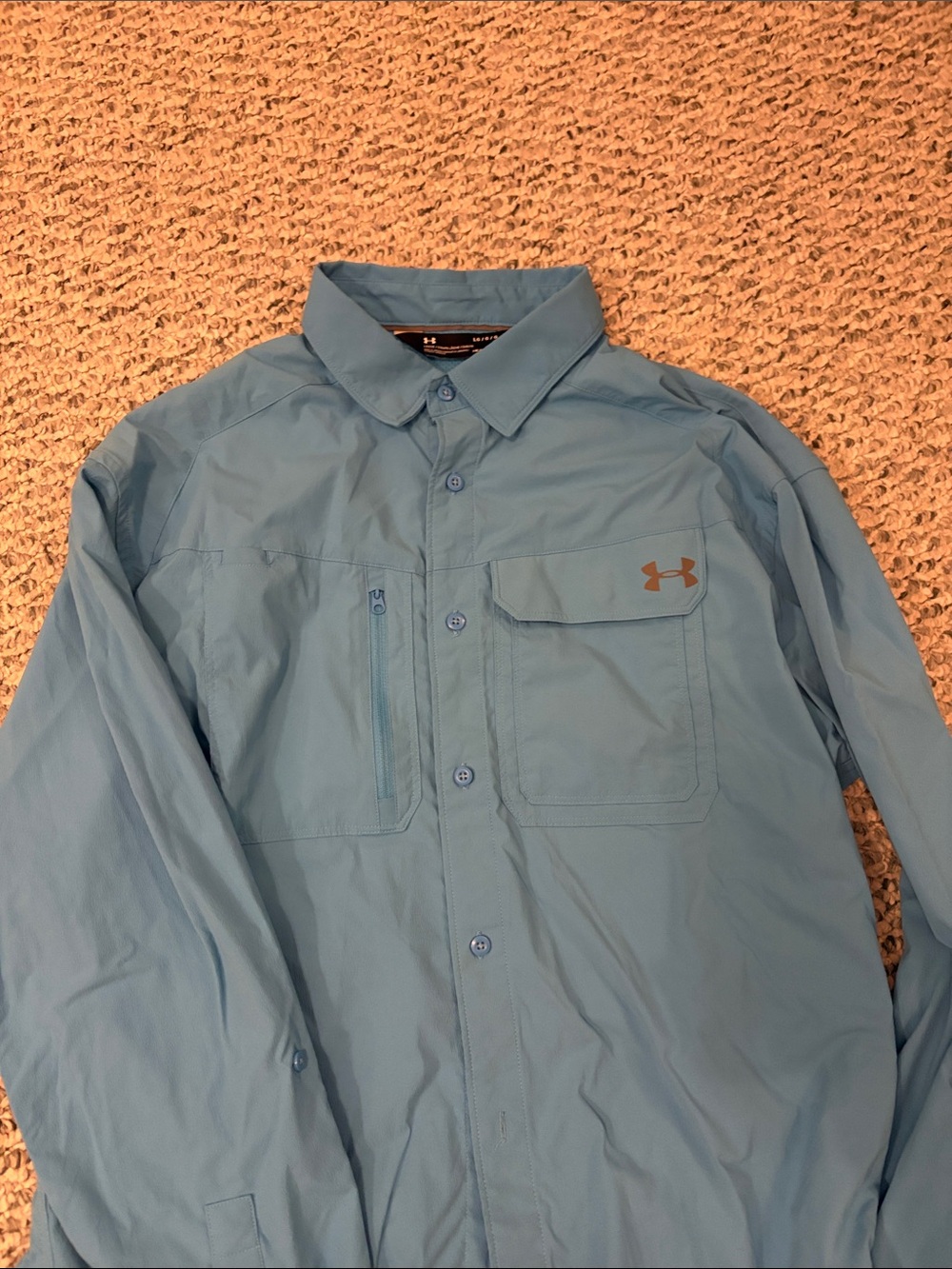 Under Armour Men's Light Blue Button-Down Casual Shirt, vented back